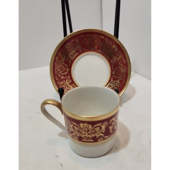 Eschenbach Bavaria Demitasse Espresso Tea Cup & Saucer 1940's Gothic Red & Gold - Picture 7 of 12